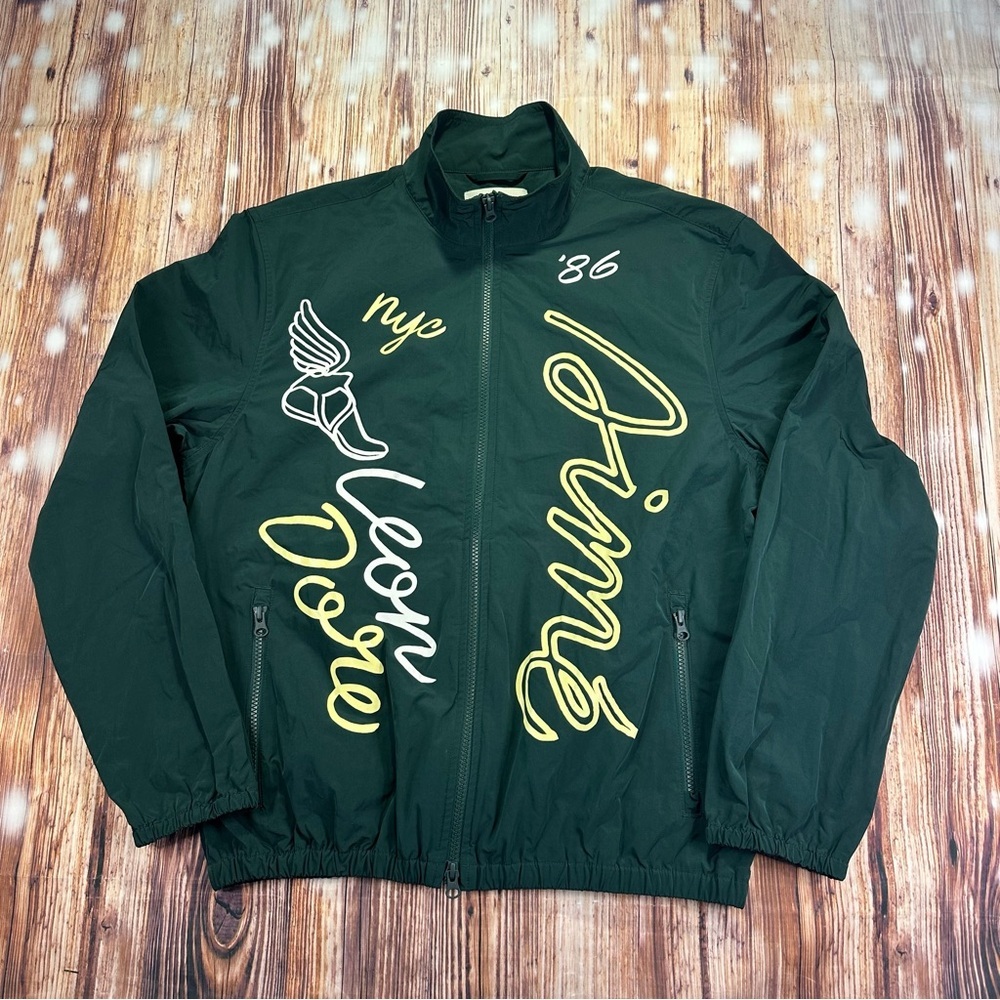 NWT Aime Leon Dore Wingfoot Track Jacket in Pine Grove Green Graphic Print Sz M